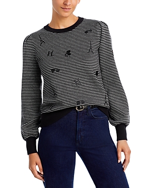 Karl Lagerfeld Striped Motif Sweater In Black/white