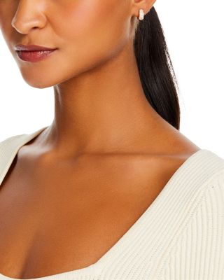 Diamond Pav&eacute; Huggie Hoop Earrings in 14K Yellow Gold, 0.45 tcw