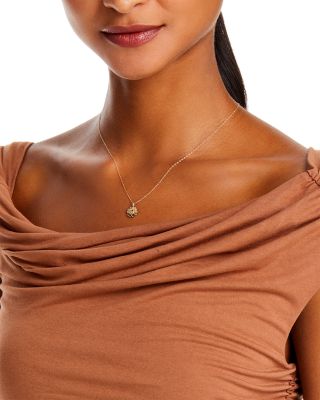 14K Yellow Gold Flower Pendant Necklace, 18"