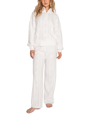 Pj Salvage Cable Knit Long Sleeve Pyjama Set In Ivory