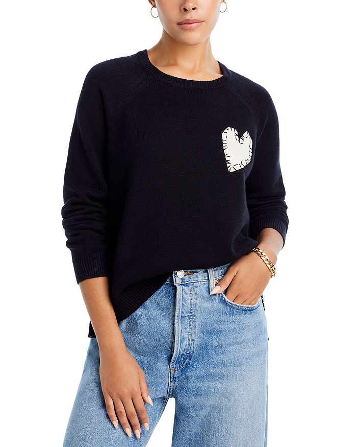 AQUA Heart Patch Sweater 100% Exclusive Bloomingdale's