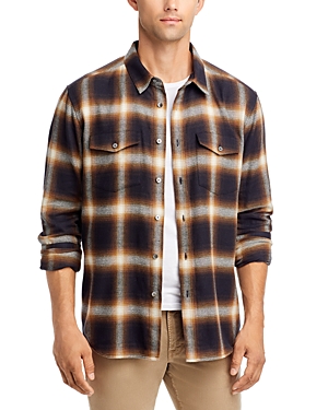Shop Frame Brushed Cotton Flannel Shirt In Marron