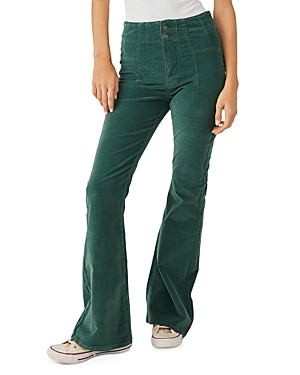 Shop Free People Jayde Cord Flare Jeans In Huntress Green