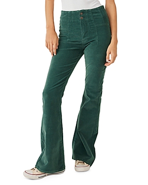 Free People Jayde Seamed Corduroy Flare Pants In Huntress Green