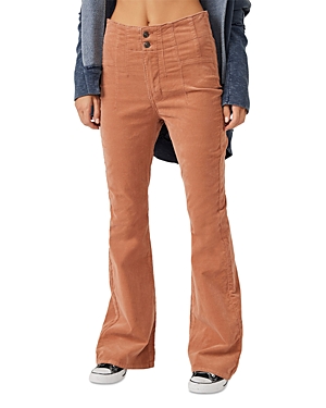 Free People Jayde Seamed Corduroy Flare Pants In Sunburn