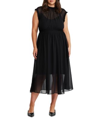 Estelle Plus - Sheer Frill Midi Dress