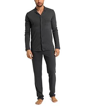 Hanro 2pc Flannel Pajama Pant Set In Dark Shale