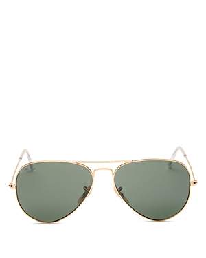 Ray Ban Standard Original 58mm Aviator Sunglasses In Gold/green Solid