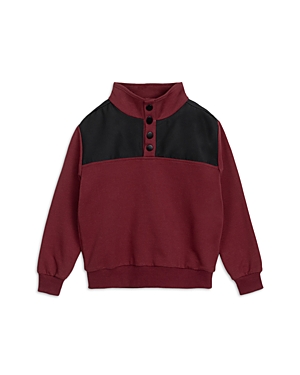 Miles The Label Boys' High Neck French Terry Sweatshirt - Baby In Burgundy