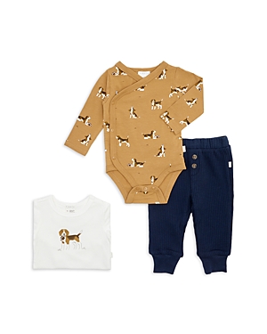 Firsts By Petit Lem Boys' Beagles Bodysuits & Thermal Pants Set - Baby In Off White