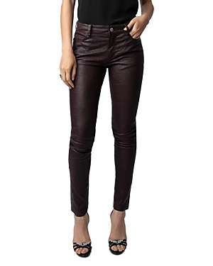 Zadig & Voltaire Textured Leather Pants In Chocolate
