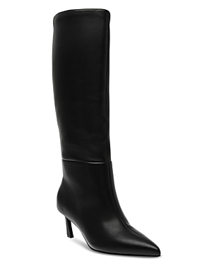 Shop Steve Madden Women's Lavan Pointed Toe High Heel Boots In Black Leather