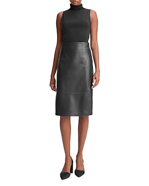Shop Vince Tailored Leather Skirt In Black