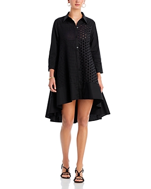 Gracia A Line Eyelet Shirt Dress In Black | ModeSens Gracia A Line Eyelet Shirt Dress In Black | ModeSens