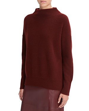 Vince Boiled Cashmere Funnel Neck Sweater In Burgundy