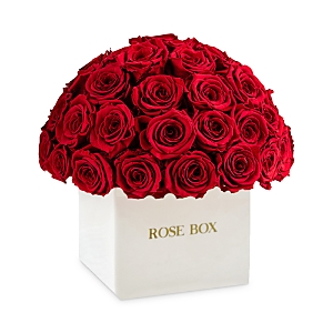 Rose Box Nyc 50 Rose Half Ball Arrangement In Red Flame