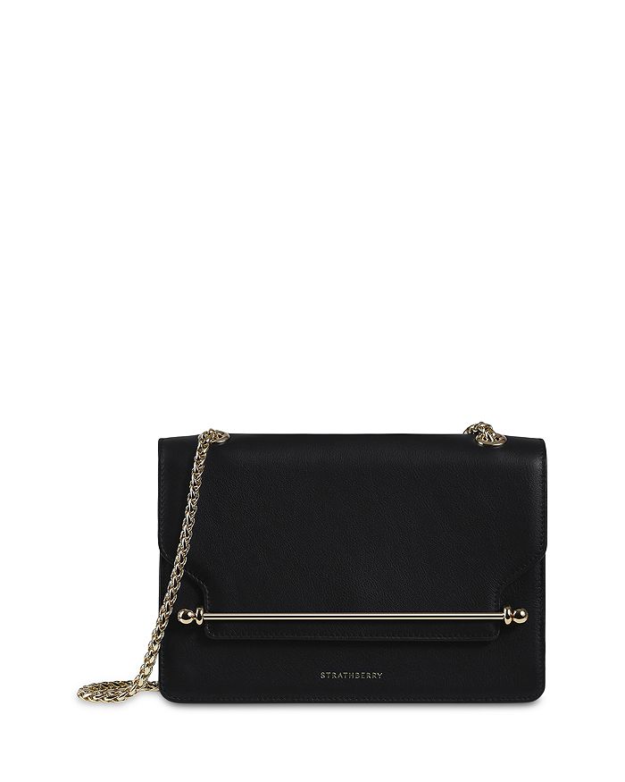 Strathberry East/West Black Leather Crossbody Bag