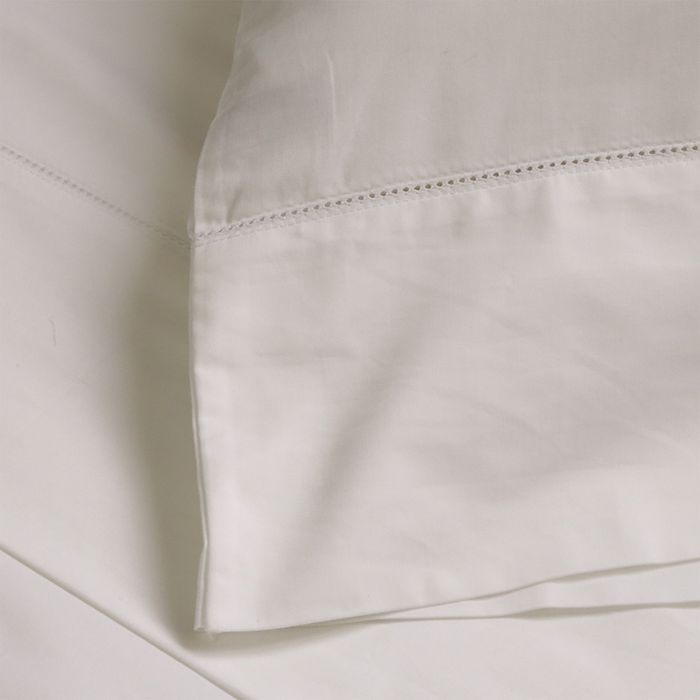 Shop Pom Pom At Home Classico Hemstitch Cotton Sateen Duvet Cover Set, Queen In White