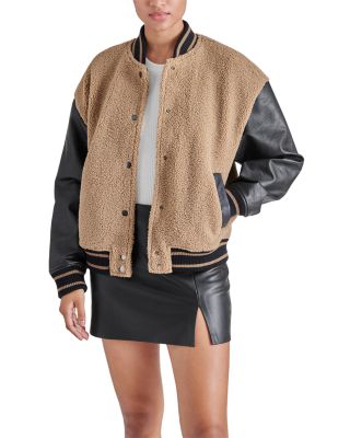 STEVE MADDEN - Florence Mixed Media Bomber Jacket