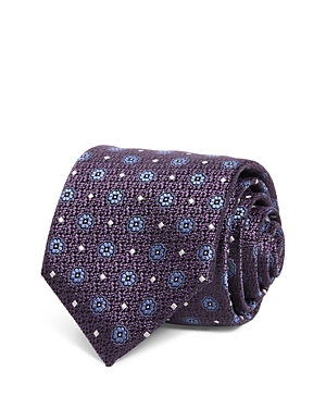 Canali Floral Medallion Silk Classic Tie In Purple