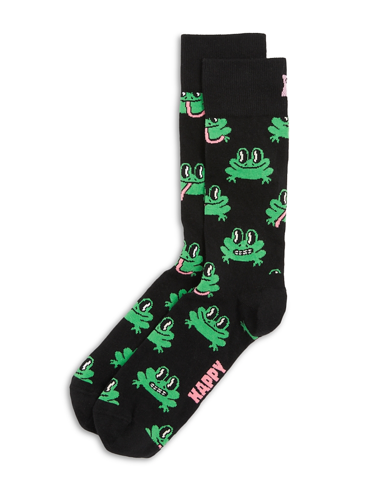 Happy Socks Frog Sock In Black & Green In Black