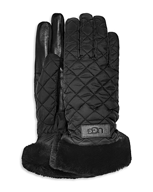 Shop Ugg Quilted Performance Gloves In Black