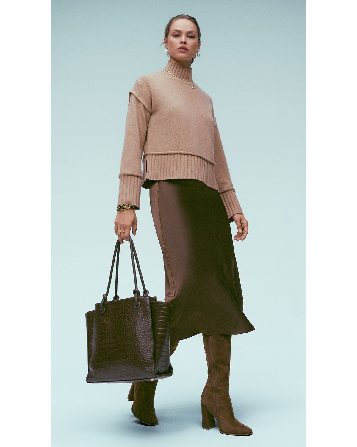 Midi Satin Slip Skirt - Exclusive thumbnail 8