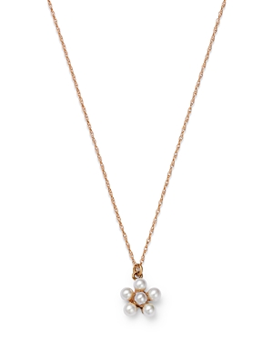 Bloomingdale's Cultured Freshwater Pearl Flower Pendant Necklace In 14k Yellow Gold, 18 In White/gold