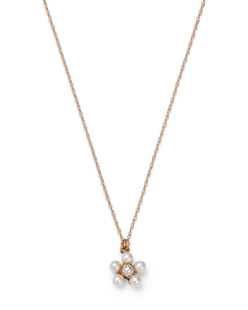 Bloomingdale's Fine Collection Cultured Freshwater Pearl Flower Pendant Necklace in 14K Yellow Gold, 18