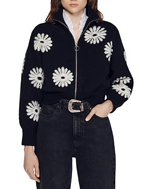 Sandro Silas Floral Jacquard Sweater