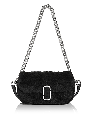Marc Jacobs Mini The Teddy J Marc Faux Fur Shoulder Bag In Black/nickel
