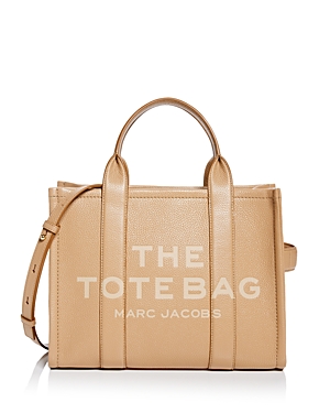 Shop Marc Jacobs The Leather Medium Tote Bag In Camel/gold