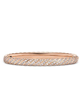 David Yurman - Sculpted Cable Pavé Bangle Bracelet in 18K Rose Gold with Diamonds