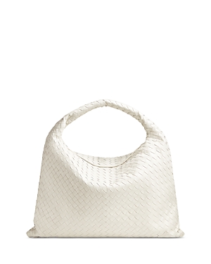 Shop Bottega Veneta Hop Large Shoulder Bag In White/gold