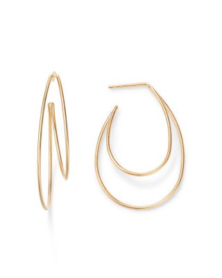 14K Yellow Gold Double Wire Hoop Earrings