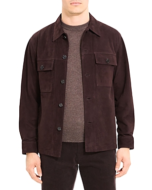 Theory Closson Suede Shirt Jacket In Mink