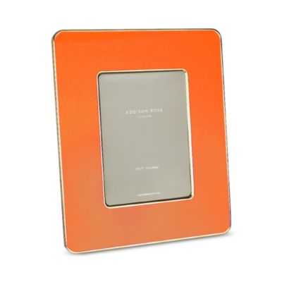 Gold Edged Orange Studio Enamel Photo Frame, 5" x 7"