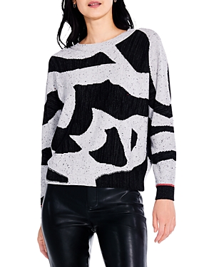 Nic + Zoe Dusk Days Intarsia Sweater In Black Multi
