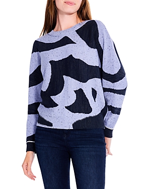 Nic + Zoe Dusk Days Intarsia Cardigan In Blue