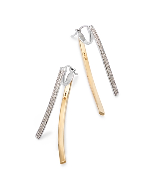 Bloomingdale's Diamond Crossover Earrings In 14k White & Yellow Gold, 1.0 Ct. T.w. In Gold/white