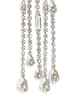 Rhinestone Shooting Star Asymmetrical Drop Earrings in Silver Tone