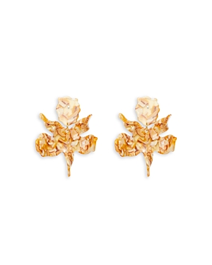 Shop Lele Sadoughi Paper Lily Drop Earrings In Gold Tone In Orange