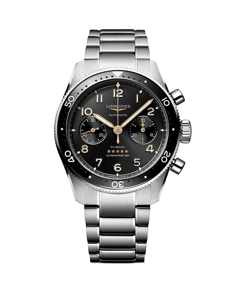 Longines Spirit Flyback Black Dial Steel Men's Watch L3.821.4.53.6 In Black/silver