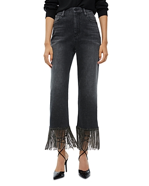 Shop Alice And Olivia Amazing Boyfriend Jeans In Lightning Blue In Maya Charcoal Black