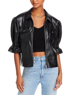 Cinq à Sept - Faux Leather Puff Sleeve Jacket