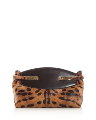 Ferragamo - Hug Leopard Print Calf Hair Pouch Crossbody