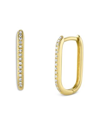 Moon & Meadow 14K Yellow Gold Diamond Oval Hoop Earrings