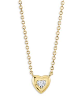 Moon & Meadow 14K Yellow Gold Diamond Heart Pendant Necklace, 17-18