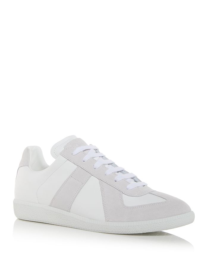 Maison Margiela White Sneakers With Smooth And Textured Accents In Multi