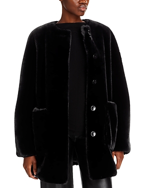 Shop Proenza Schouler White Label Penelope Faux Fur Coat In Black